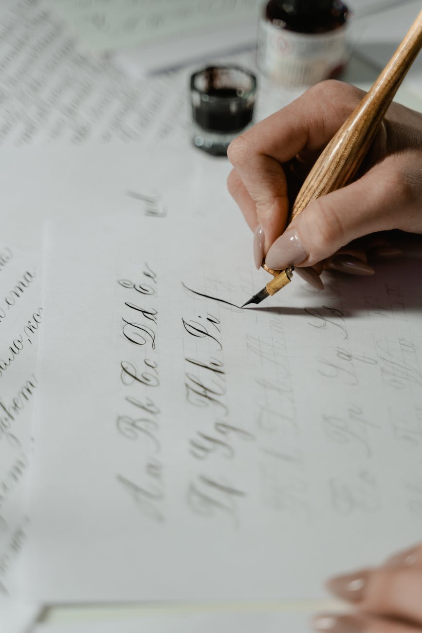 close up photo of calligraphy written by a person